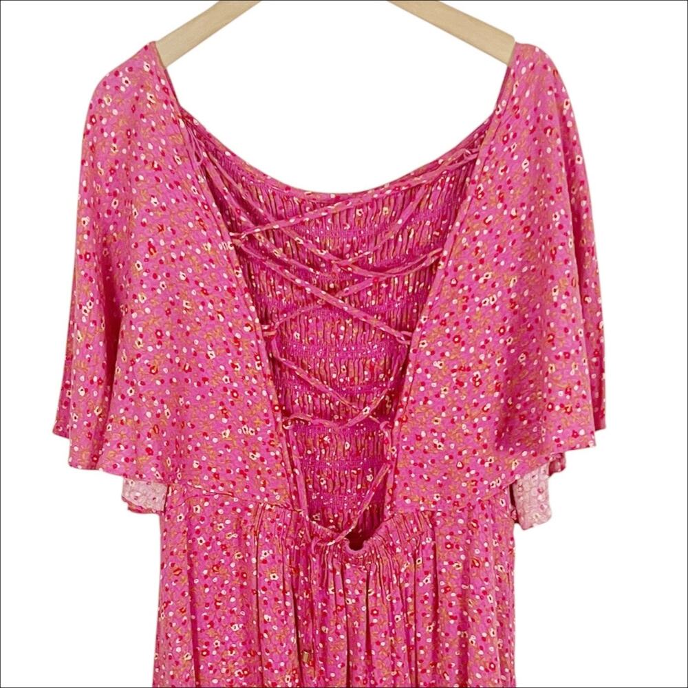 Free People Florence Mini Dress in Pink Floral Combo Size Large - Picture 5 of 9